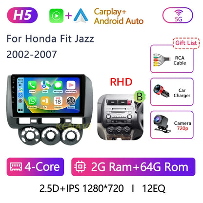 2 Din Android 10.0 Car Stereo Radio Multimedia Video Player For Honda Fit Jazz City 2002 2003 2004 2005 2006 2007 GPS Navigation - AMULET RING STORE