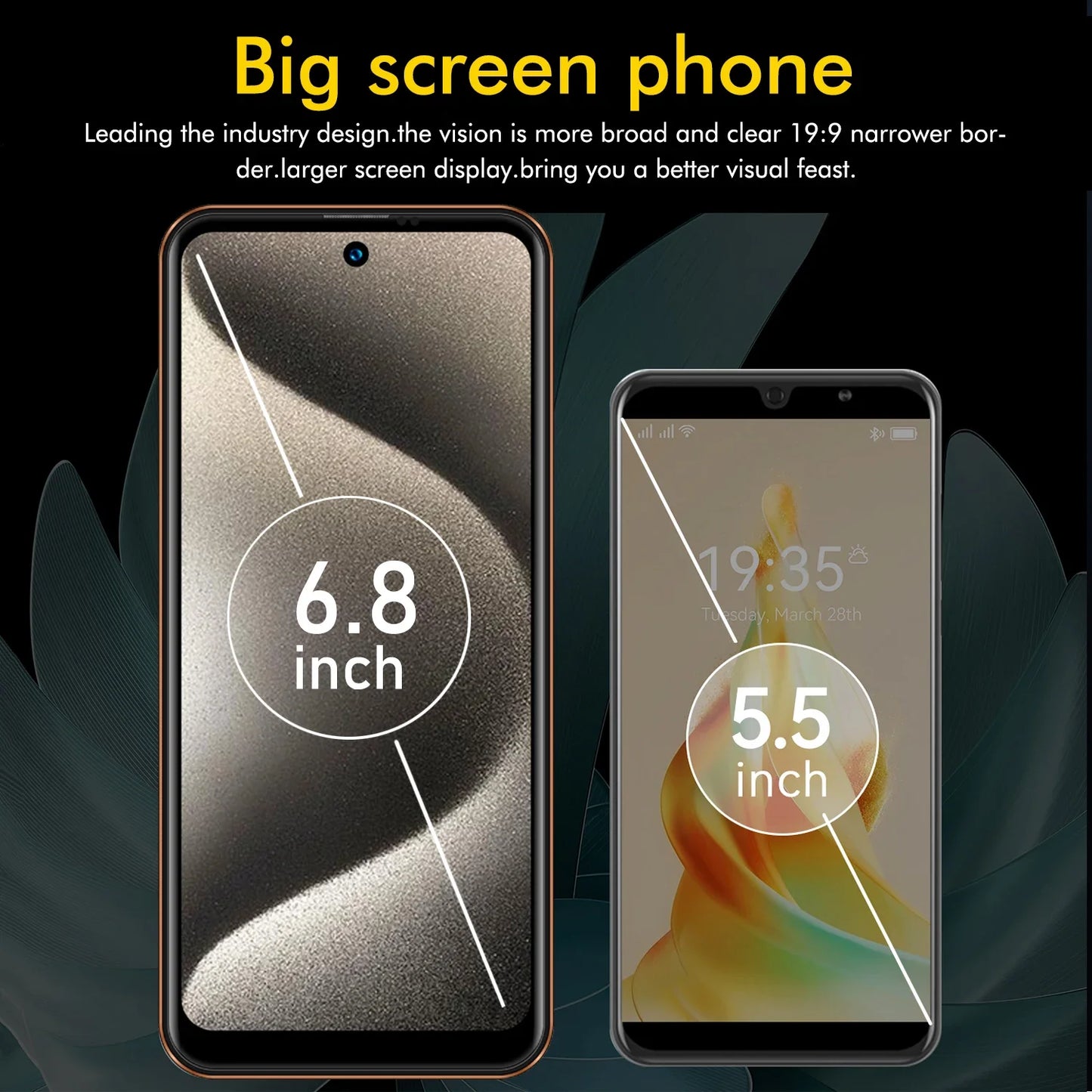 Global Version I16 Pro Max Smartphone Android,6.8'',12GB RAM 512GB ROM,Dual SIM,Mobile phones,Google Play Store,24+48MP,6800mAh - AMULET RING STORE