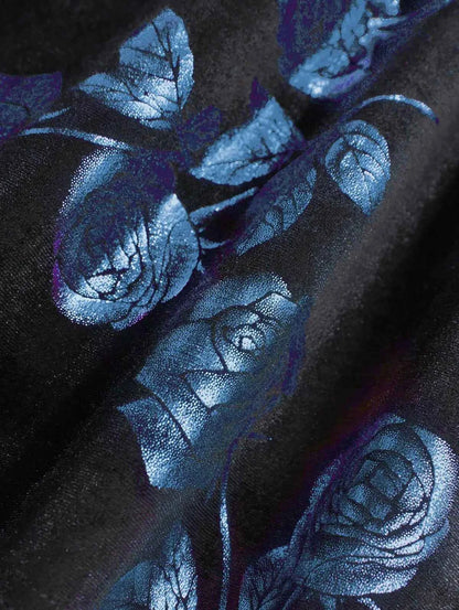 ROSEGAL Plus Size Gilding Rose Lace Up Velvet Sleeveless Swing Dress Women Summer Casual Knee-Length Dress Vestidos With Pocket