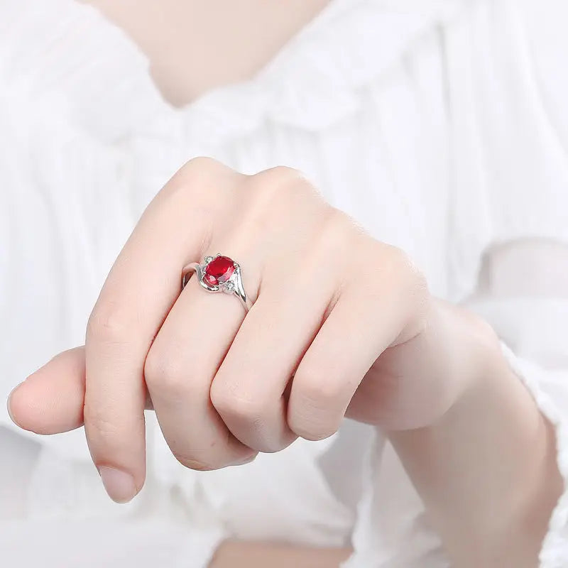 Brand new S925 sterling silver pigeon blood ruby ring, adjustable, luxurious engagement jewelry gift