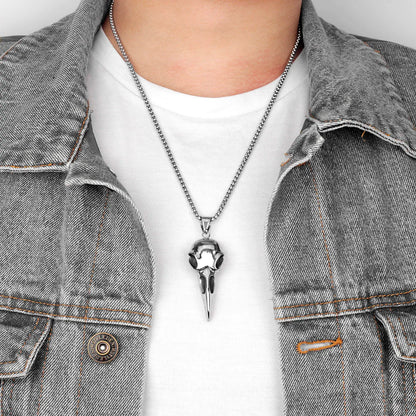 Stainless Steel Men Necklaces Chain Pendants Crow Bird Eagle Skull Punk Rock Hip Hop Cool for Male Boy Fashion Jewelry Gift