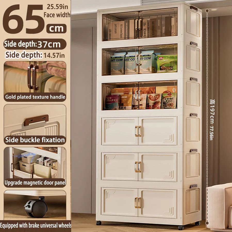 45/55/65cm Length Multifunction Storage Cabinet Large Capacity Foldable Easy-to-Install Storage Box Dustproof Wardrobe - AMULET RING STORE