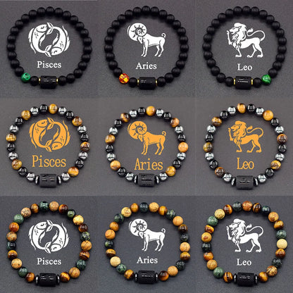 12 Zodiac Sign Bracelet Homme Constellation Bracelet for Men Aries Virgo Leo Libra Charm Bangle Women Friendship Jewelry on Hand
