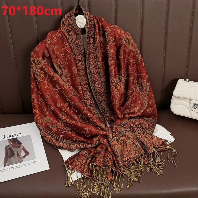 Winter Scarves Design Print Female Foulard Cotton Stoles Scarf Autumn Cashmere Pashmina Shawl Lady Luxury Brand Wrap Warm XWJ101