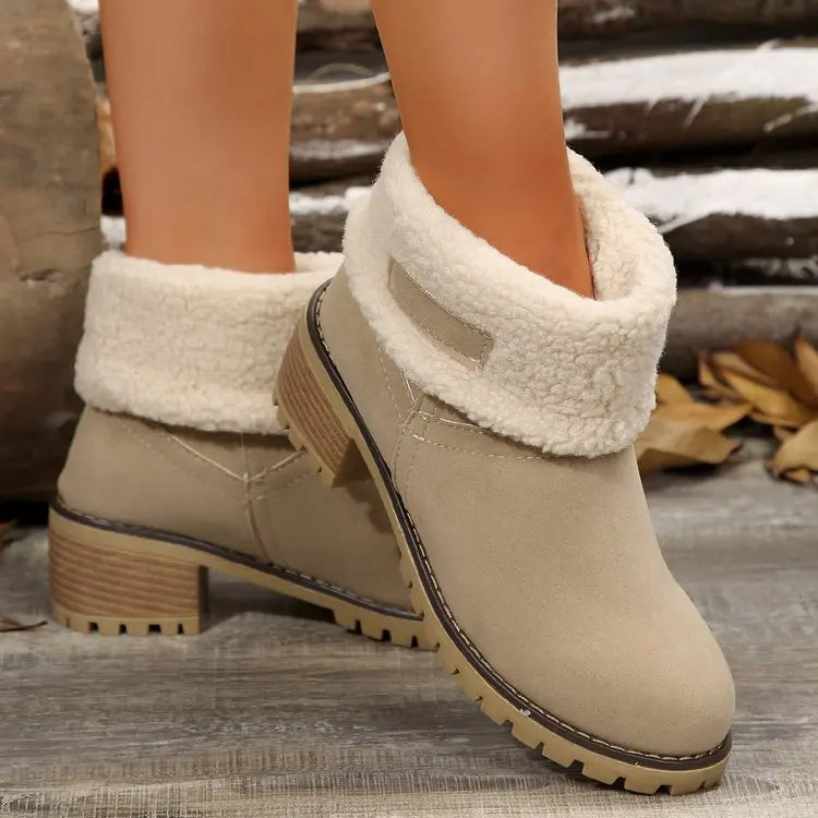 Plus Size 35-43 Shoes for Women Winter Fur Warm Snow Boots Ladies Comfortable Slip on Platform Casual Mid-calf Boots Women Boots - AMULET RING STORE