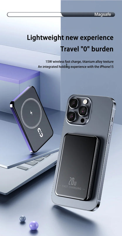 Oneplus 50000mAh Magnetic Power Bank Wireless Portable Charger Large Capacity Fast Charge Backup Battery For IPhone Samsung New - AMULET RING STORE