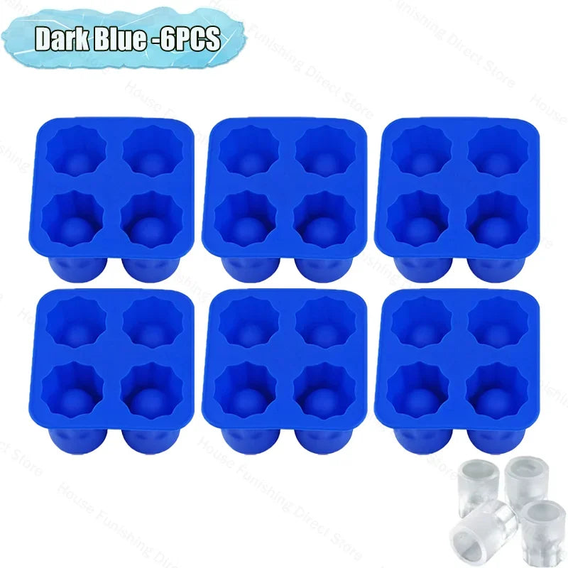 4Cup Shape Silicone Ice Cube Mold Tray for Summer Bar Party DIY Cold Drinks Kitchen Essential Ice Cup Maker Compartment Mold - AMULET RING STORE