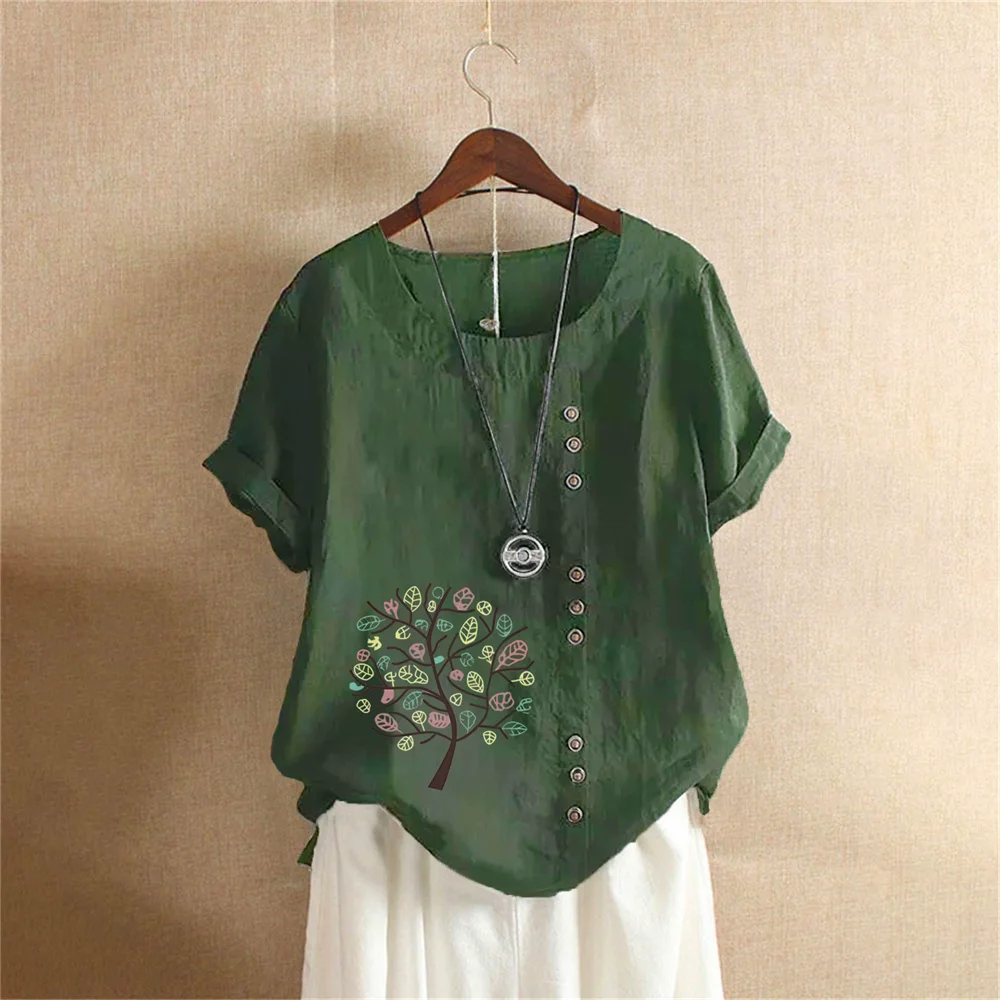 Cotton Linen T Shirt Women's Clothing Summer Retro Ladies Tops Tee Casual Loose Short Sleeve T-shirt Woman Ropa Blusas Tshirt