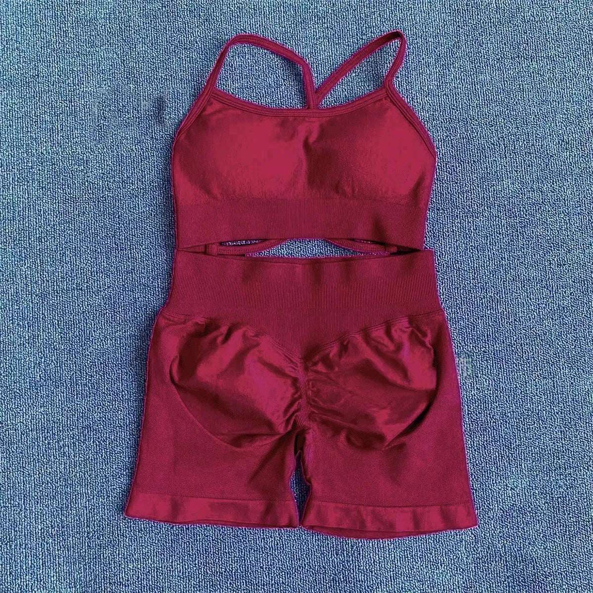 WHENG Peach Hip Lifting Suit Back Cross Sports Bra Shockproof Bra Quick Drying Shorts Set Gym Fitness Running Yoga Suit