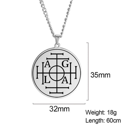 Dawapara Fortune Wheel AGLA INRI Stainless Steel Men Necklace