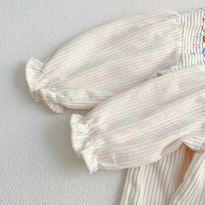 Autumn Toddler Baby Girl Romper Corduroy Long Sleeve Embroidered Flowers Newborn Baby Girl Jumpsuit Spring Baby Girl Clothing - AMULET RING STORE