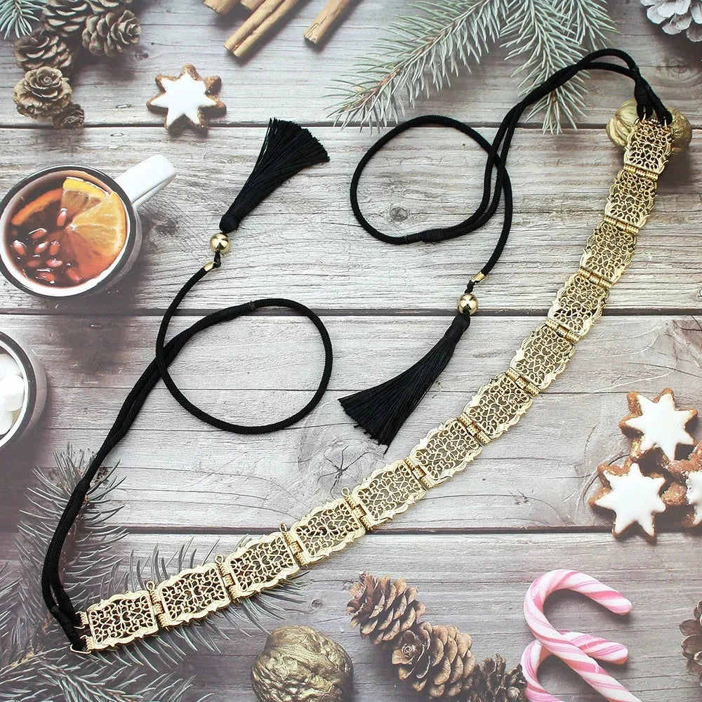 Arabic Style Women Belt Metal Waist Chain Adjustable Length Moroccan Caftan Belt