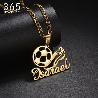 Custom Name Necklace Football Sports Style Personalized Men Customized Chains Stainless Steel For Male Jewelry Birthday Gifts