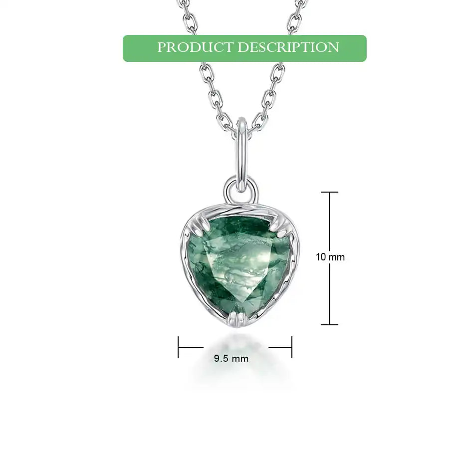 WES 100% 925 Silver Natural Unique Boho Moss Agate Pendant Necklace for Woman Earth Day Forest Jewelry Engagement Gift Wholesale - AMULET RING STORE