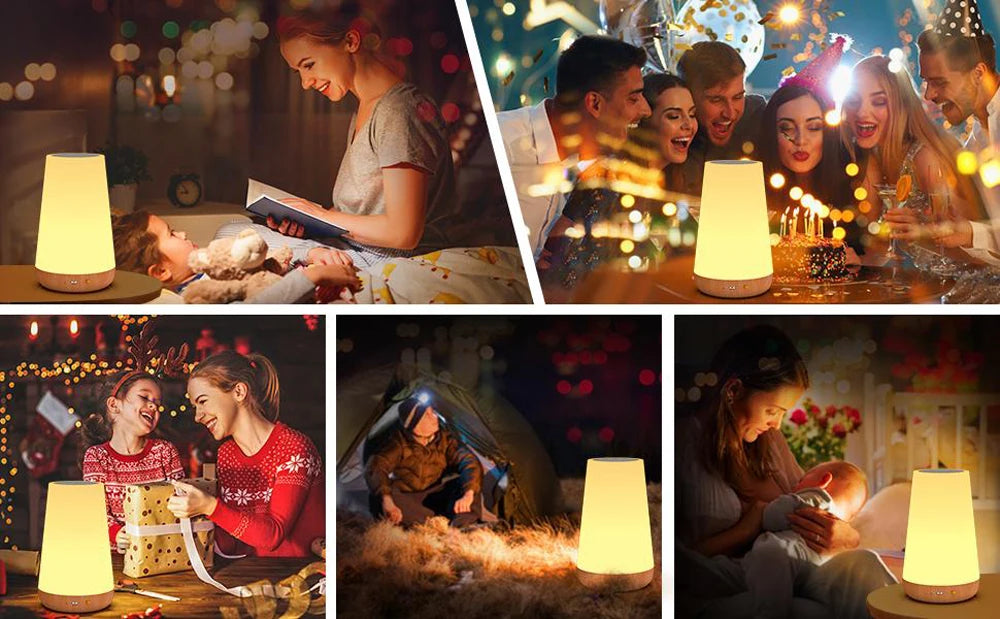 13 Color LED Changing Night Light RGB Remote Control Touch Dimmable Lamp Portable Table Bedside Lamp USB Rechargeable Night Lamp - AMULET RING STORE