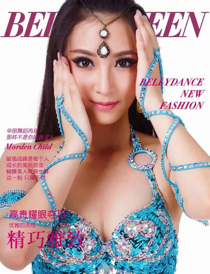 Hot Selling Ladies Beaded Sequins Belly Dance Accessories Belts + Bra Samba Costume Club Bra