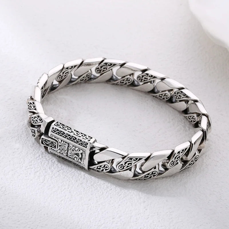 S925 Sterling Silver Timeless Vine Garland Buckle Retro Punk Tank Bracelet Jewelry Creativity Gift Factory Price