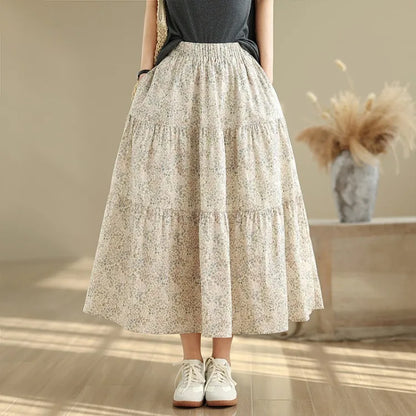 THHONE Summer Skirt Women 2025 High Waist Loose Fashion Vintage Dot Casual Korean Style Elegant A-line Skirts Women's Clothing