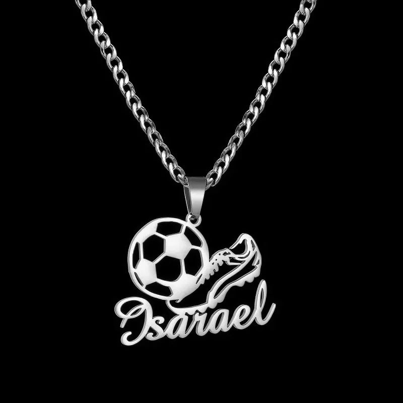 Custom Name Necklace Football Sports Style Personalized Men Customized Chains Stainless Steel For Male Jewelry Birthday Gifts