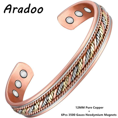 ARADOO Copper Bracelets for Women 99% Pure Copper Handwoven Bracelet Cuff Bangle