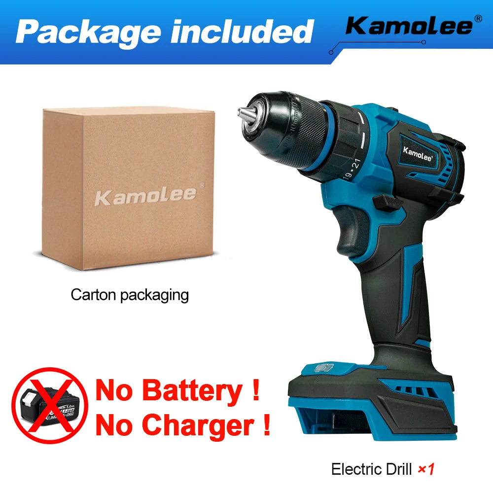 Kamolee 10mm Cordless Electric Impact Drill Electric Screwdriver Home DIY Power Tools For Makita 18V Battery - AMULET RING STORE