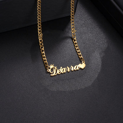 Custom Engrave Children's Name Bracelet 35cm Necklace Stainless Steel Jewelry Sets for Kids Baby Personlized Crown Birthday Gift