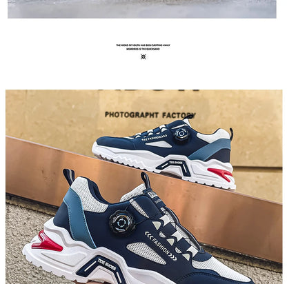 Men's Korean rotating buckle fashion casual sports shoes four season soft soled non slip outdoor running shoes student sneakers - AMULET RING STORE