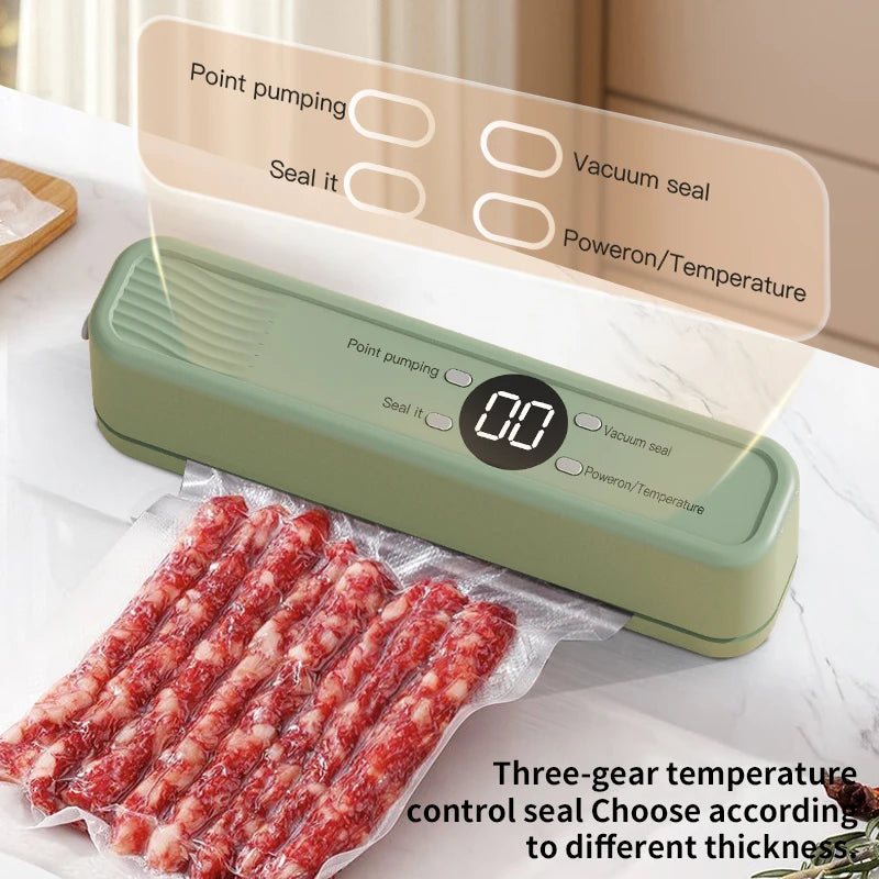 Wireless Vacuum Sealer Machine - 60KPA Powerful Suction, Portable Food Saver with 3 Temperature Levels,External Pumping Function - AMULET RING STORE