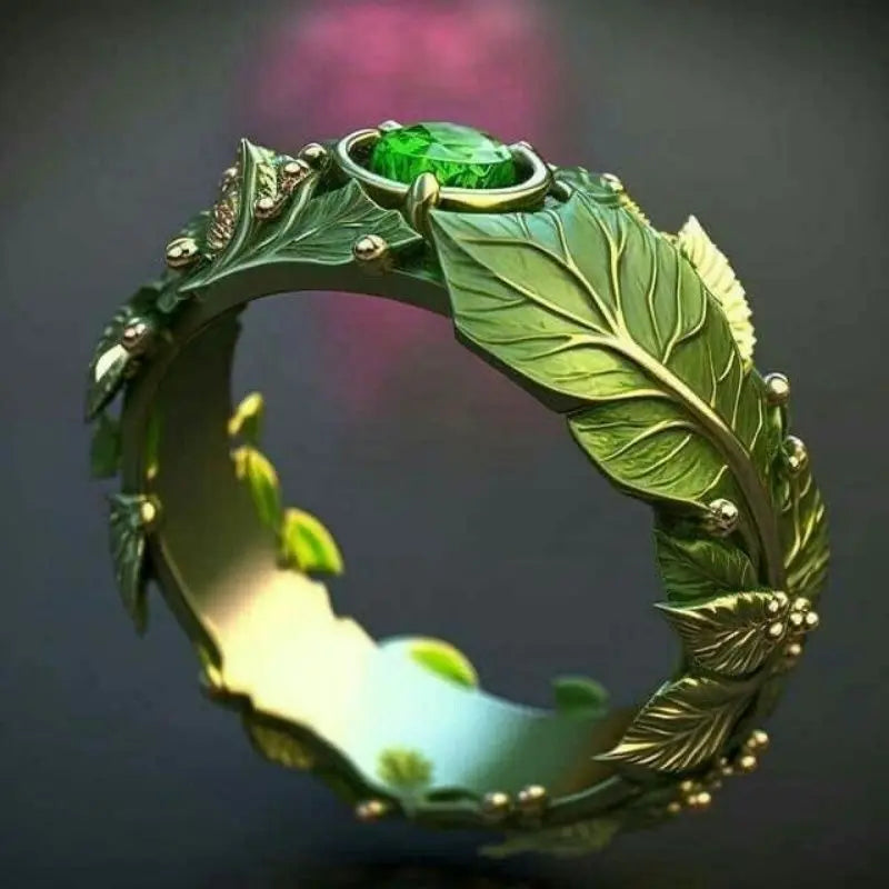 Creative Inlay Green Color Leaf Shape Zircon Ring For Women Birthday Accessories Gifts Custom Jewelry