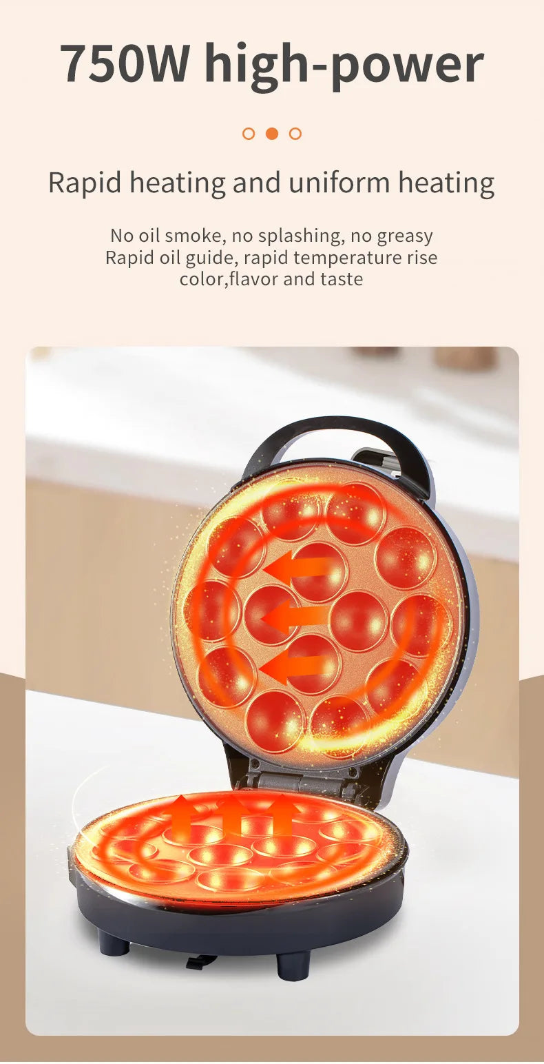 750W Electric Cake Pop Maker Non-Stick 14 Cake Capacity Cupcake Maker Griddle Donuts Octopus Balls for Kids Birthday Party - AMULET RING STORE