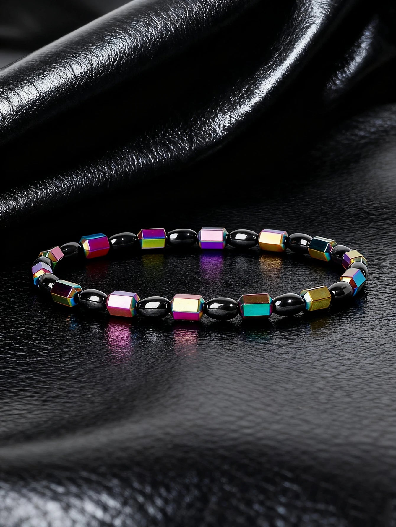 Hematite & Red Tiger's Eye Bracelet Men Natural Stone Cylinder Bead for Energy Protection Reiki Charm Courage Jewelry Women Gift