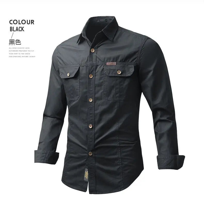 New Korean Style Big Size Men Shirt Long Sleeve Workwear Cotton Washed Multi Pocket Casual Oversized Spring Autumn Fashion Top