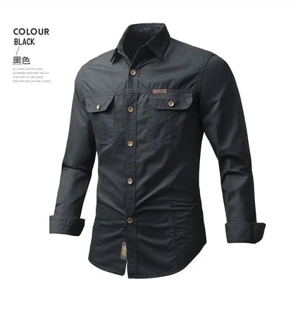 New Korean Style Big Size Men Shirt Long Sleeve Workwear Cotton Washed Multi Pocket Casual Oversized Spring Autumn Fashion Top