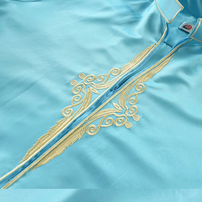 Men's Long Sleeved Dubai Türkiye India Loose Islamic Collar Dress Jubba Thobe Ramadan Muslim Abaya Gown Solid House