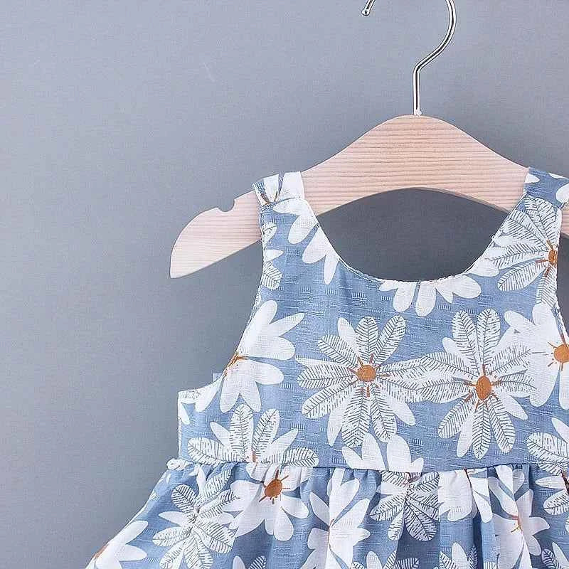(Girls 0-3 Years Old) Summer New Girls Dress Floral Print Little Fresh Everyday Sweet Princess Dress with Bow