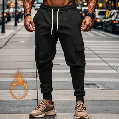 New autumn and winter velvet men's casual overalls multi-pocket pants large size sports casual trousers