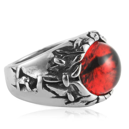 European and American stainless steel ring Retro punk men's devil eye titanium steel ring