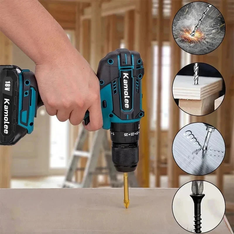 Kamolee 10mm Cordless Electric Impact Drill Electric Screwdriver Home DIY Power Tools For Makita 18V Battery - AMULET RING STORE