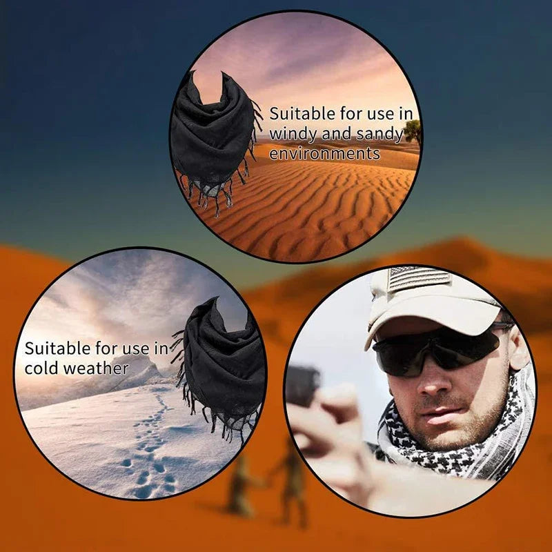 Keffiyeh Tactical Desert Scarf Wrap Shemagh Head Neck Arab Scarf Keffiyeh Scarf Wrap for Men And Women - AMULET RING STORE