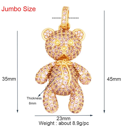 Luxury Fine Inlaid Rainbow Cubic Zirconia Charm Pendant,Cute Bear Jewelry Necklace Bracelet Making Wholesale Supplies M85 - AMULET RING STORE