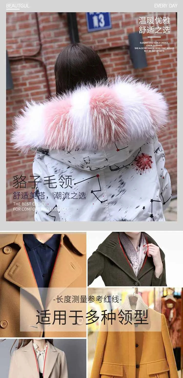 Raccoon Fur Collar 100% Real Fur Fashion Scarves For Ladies Neck Warmer Women Winter Natural Fur Scarf Decor White Fur Scarf