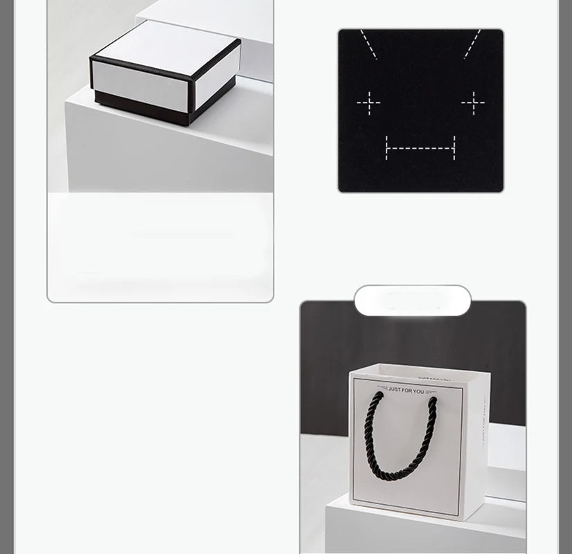 Simple Jewelry Box Earnail Ring Bracelet Necklace Black White Paper Jewelry Display Valentines Day Wedding Gift Packaging Box - AMULET RING STORE