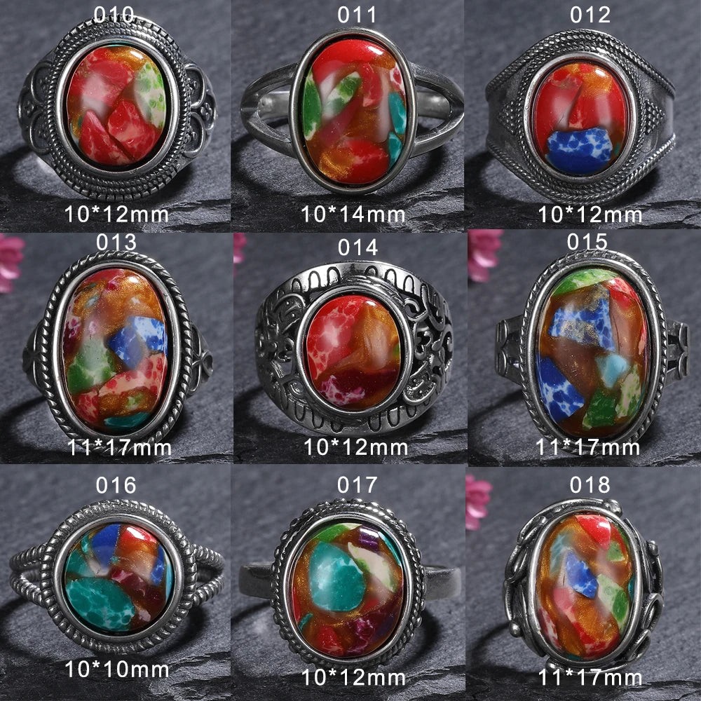 Vintage Natural Emperor Stone Ring S925 Silver Retro Hollow Luxury Fine Jewelry Wedding Gift for Women - AMULET RING STORE