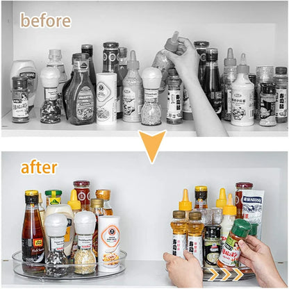 360 Rotation Cabinet Turntable Organizer Storage Spice Rack Drink Cosmetic Storage Rack PET Kitchen Turntable Bathroom Tray - AMULET RING STORE