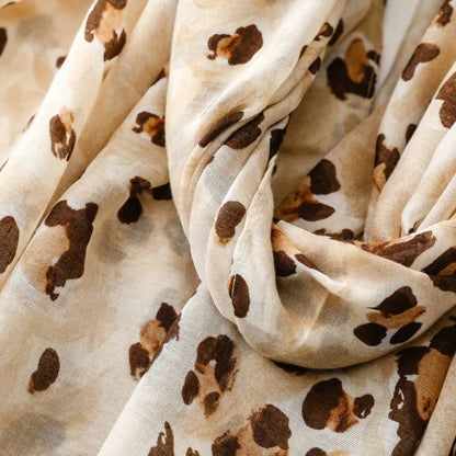 88*180cm Leopard Print Women Viscose Scarf Summer Beach Shawl Cotton Linen Feeling Tassel Pashmina Muslim Hijab Wrap Lady