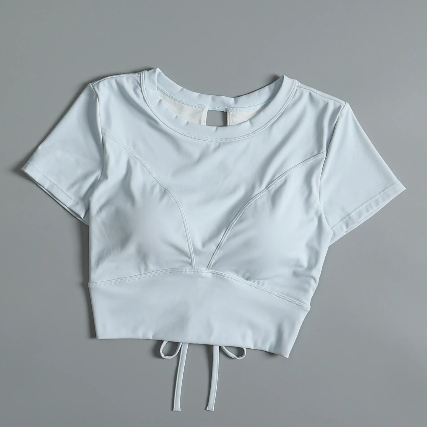 Yoga suit with chest pad sports beauty back fashionable quick-drying short-sleeved T-shirt running Pilates training fitness - AMULET RING STORE