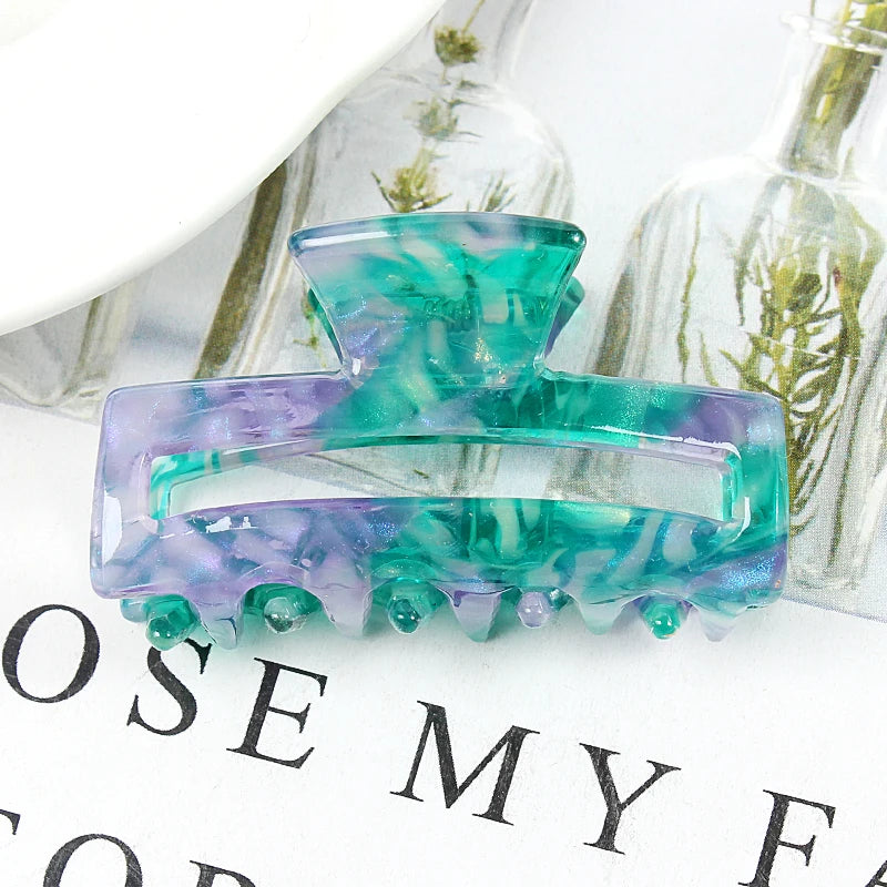 Mini Women's Hair Clips Colorful Geometric Hollow Crab Claw Clip Acetate Leopard Print Fashion Girls Hairpin Hair Accessories - AMULET RING STORE