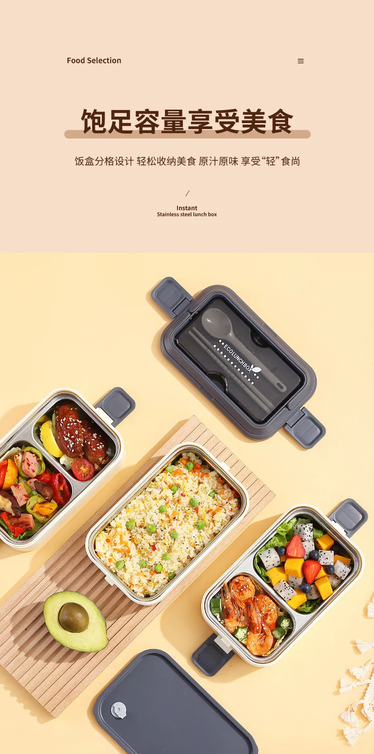 304 stainless steel lunch box for kids adult portable Microwavable insulated bento compartment multilayer food storage container - AMULET RING STORE