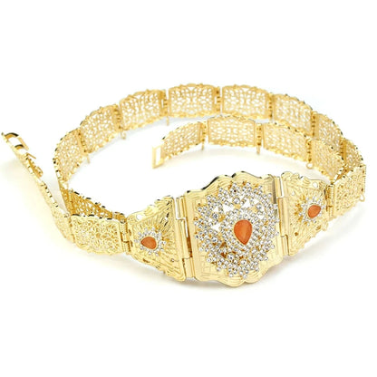 Arabic Style Women Belt Metal Waist Chain Adjustable Length Moroccan Caftan Belt