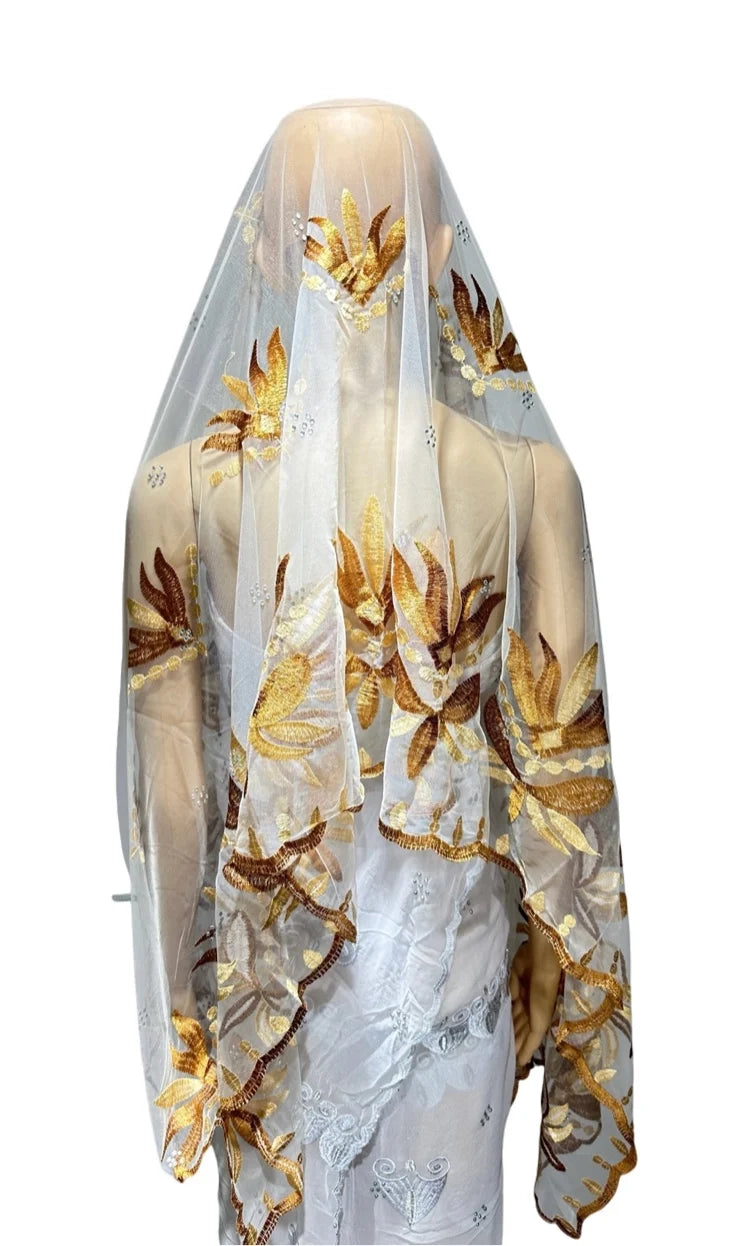 on sale 2025 New African Net Hijab Scarf For Muslim Women African Dubai Islam Headscarf Embroidery Shawls voile - AMULET RING STORE